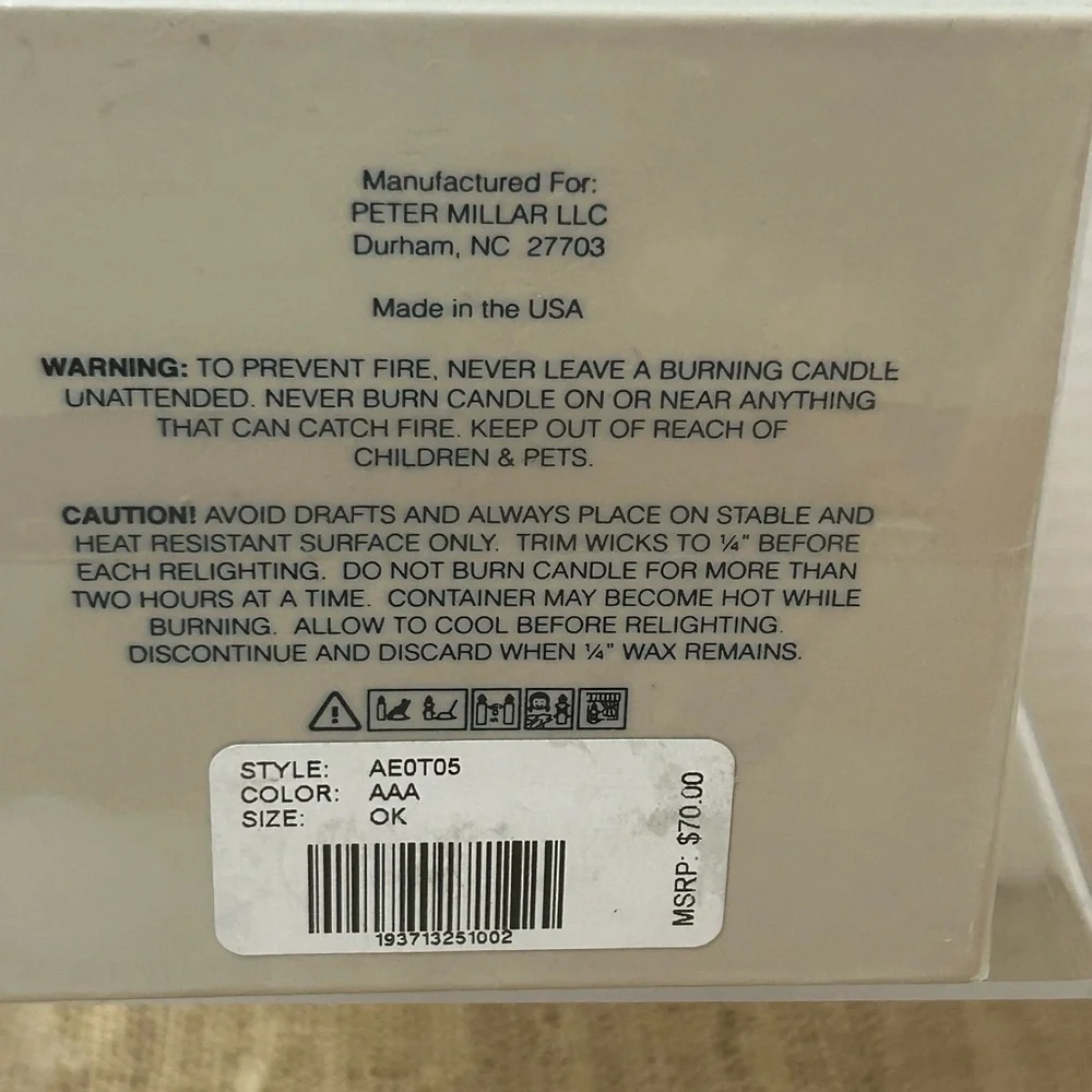 Peter Millar Crown Scented Candle. 8oz. Brand New.Sealed Box.